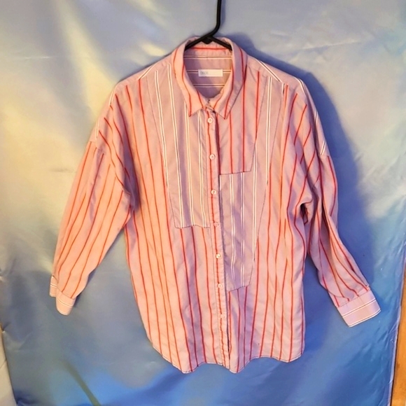 Like New ASOS Oversized Blouse In Patchwork Stripe Sz 8 Trending - Picture 1 of 13
